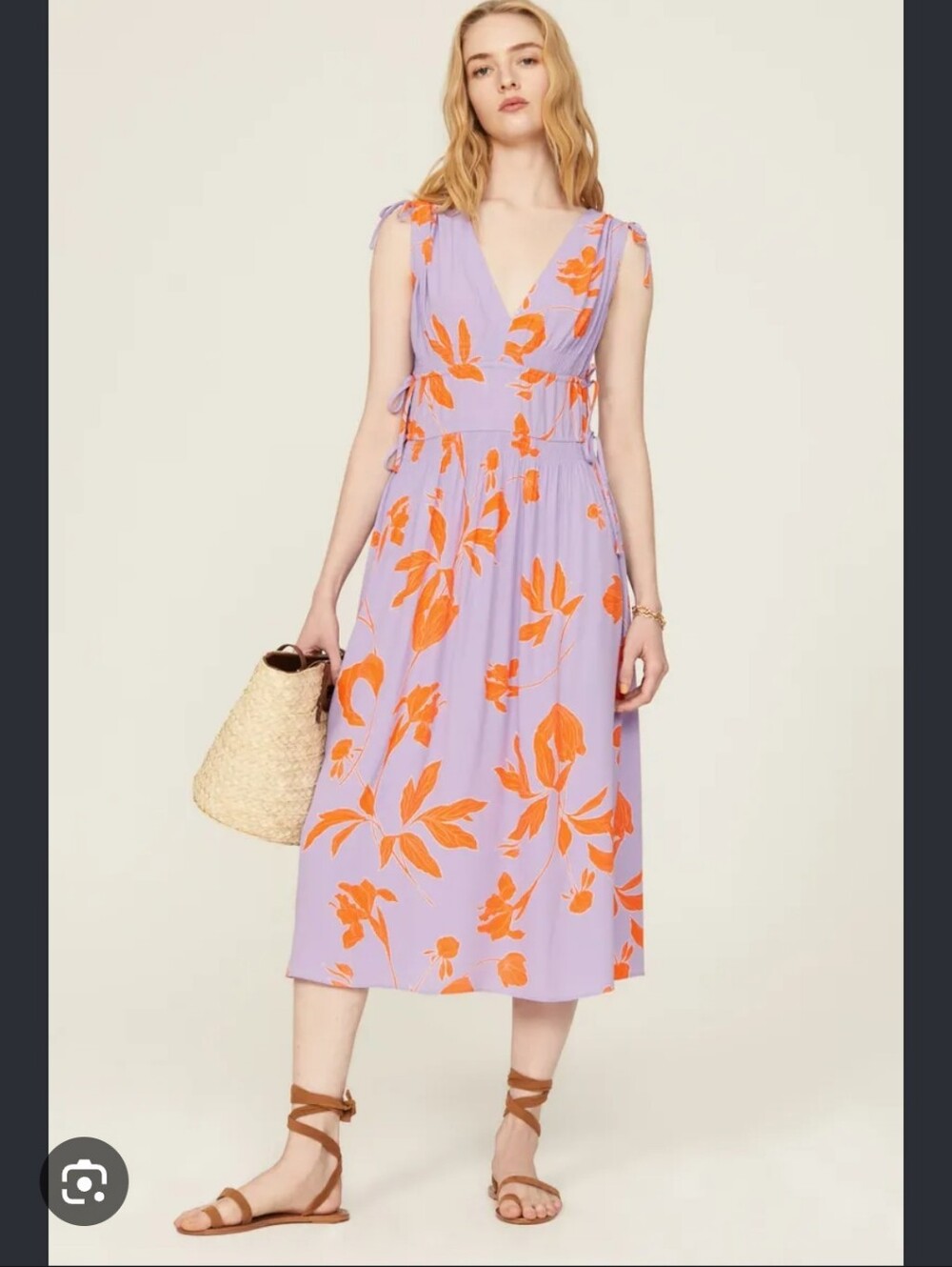 Thakoon Lavender Maxi Dress with Orange Floral Print